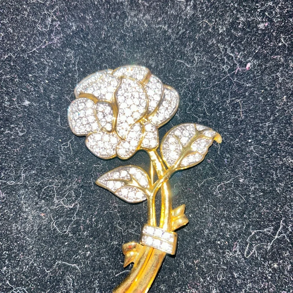Nolan Miller Gold and Silver Rose Brooch